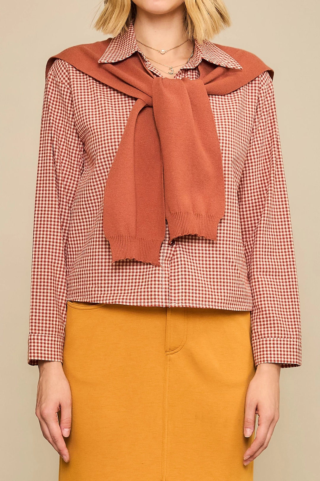 Cozy Co. Top Piper Gingham Check Top
