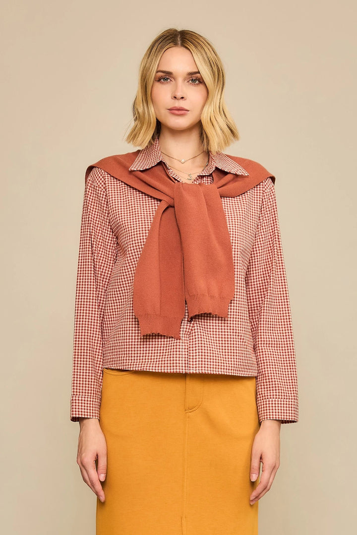 Cozy Co. Top Rust / S Piper Gingham Check Top