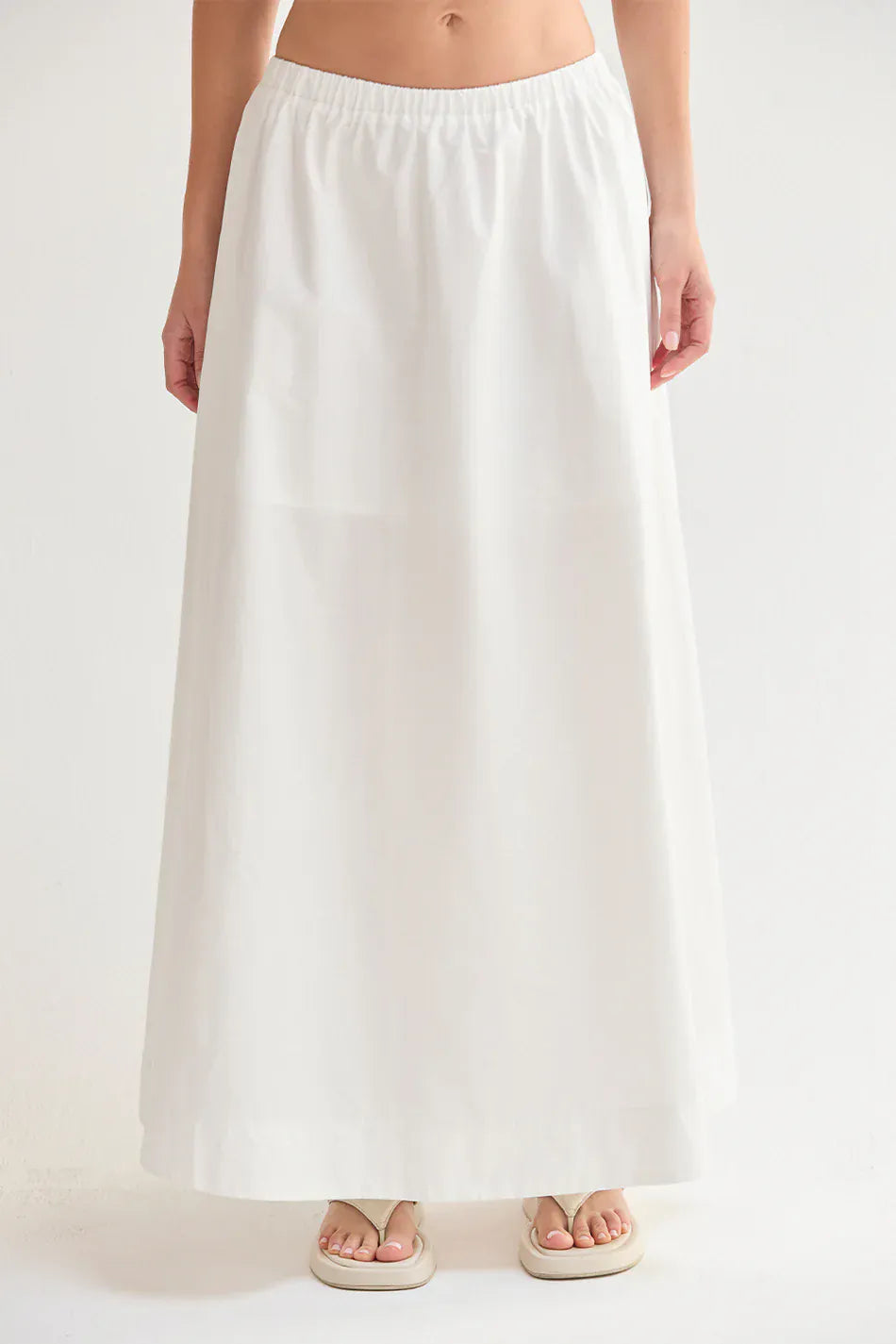 Crescent Maxi Skirt White / XS Margo Gathered Poplin Maxi Skirt