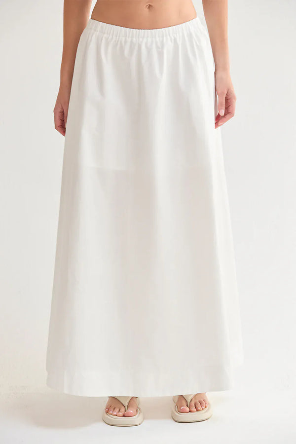 Crescent Maxi Skirt White / XS Margo Gathered Poplin Maxi Skirt