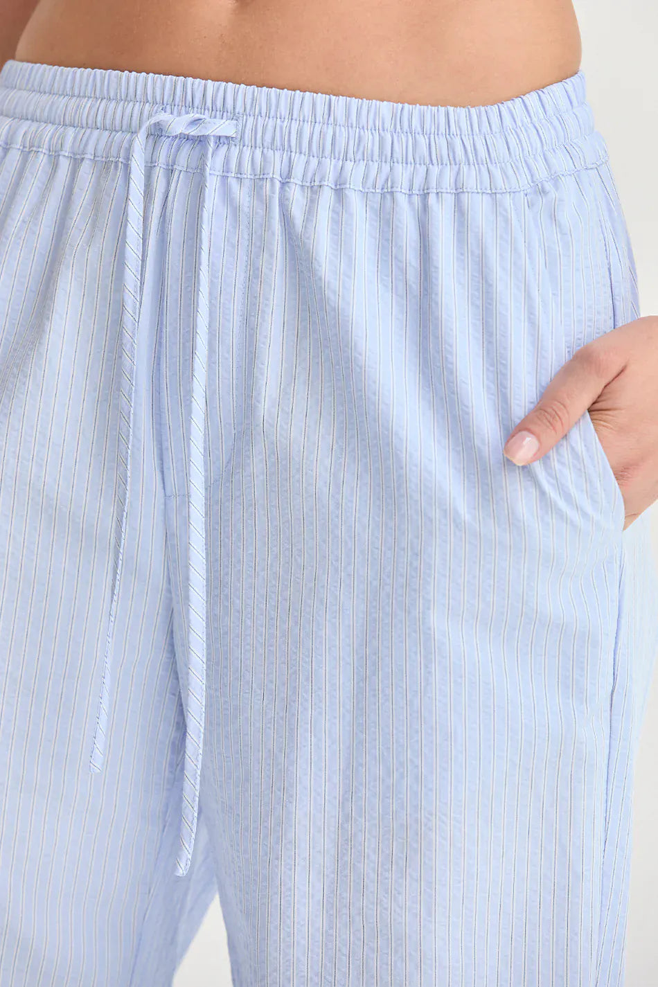 Crescent Pants Deni Textured Striped Drawstring Pants