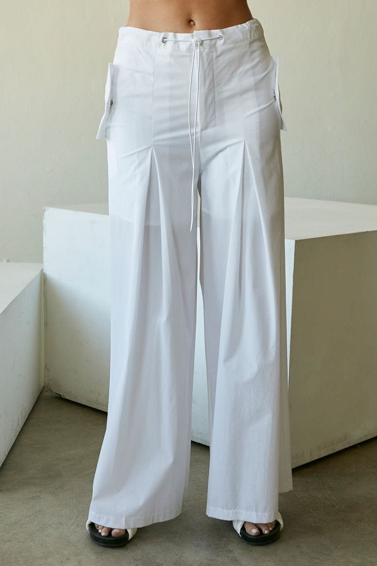 Crescent Pants White / XS Kendra Wide Leg Parachute Pants