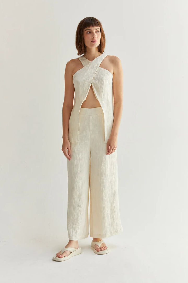 Crescent Set Bella Halter Crossover Two-Piece Set
