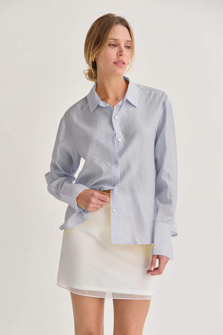 Crescent Top Blue / XS Nadia Crinkled Tencel Button Up Shirt