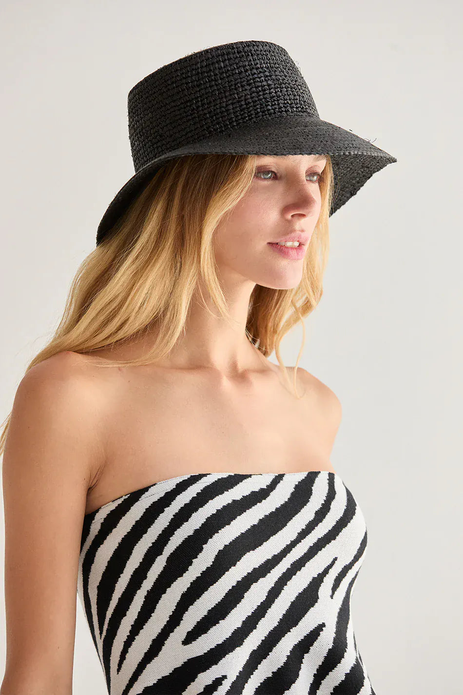 Crescent Top Izzy Zebra Print Jacquard Knit Peplum Top