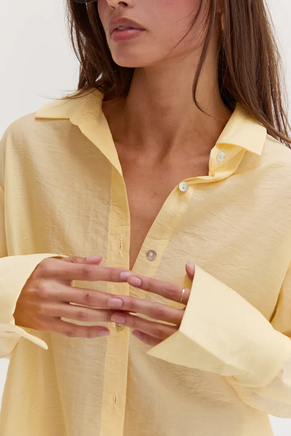Crescent Top Nadia Crinkled Tencel Button Up Shirt