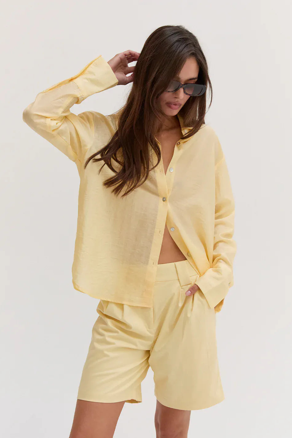 Crescent Top Nadia Crinkled Tencel Button Up Shirt