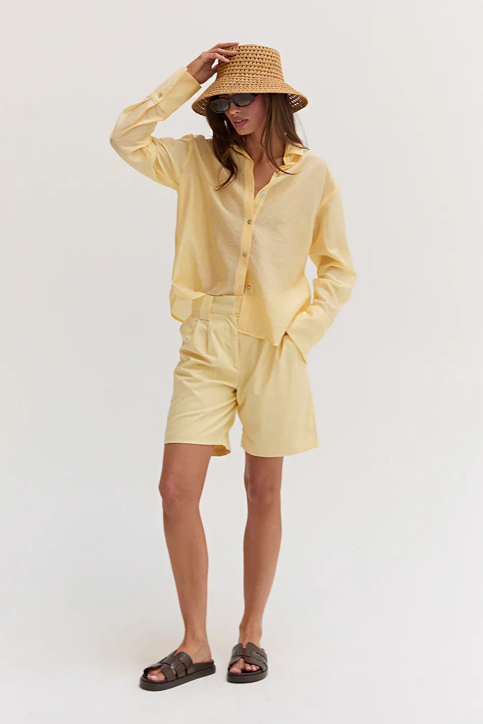 Crescent Top Nadia Crinkled Tencel Button Up Shirt