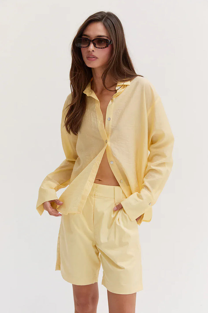 Crescent Top Nadia Crinkled Tencel Button Up Shirt