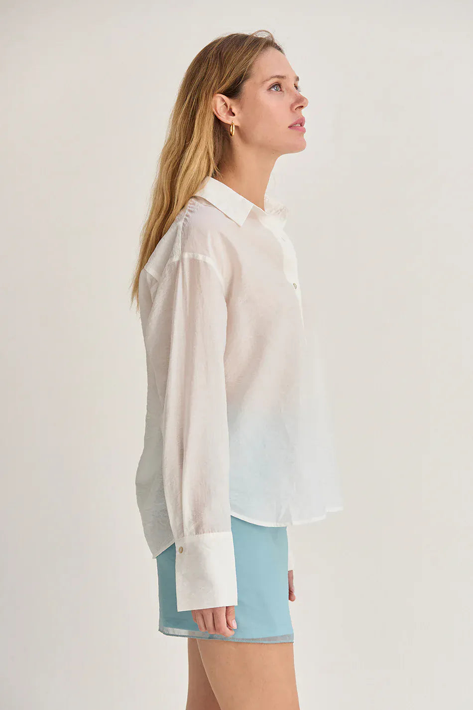 Crescent Top Nadia Crinkled Tencel Button Up Shirt