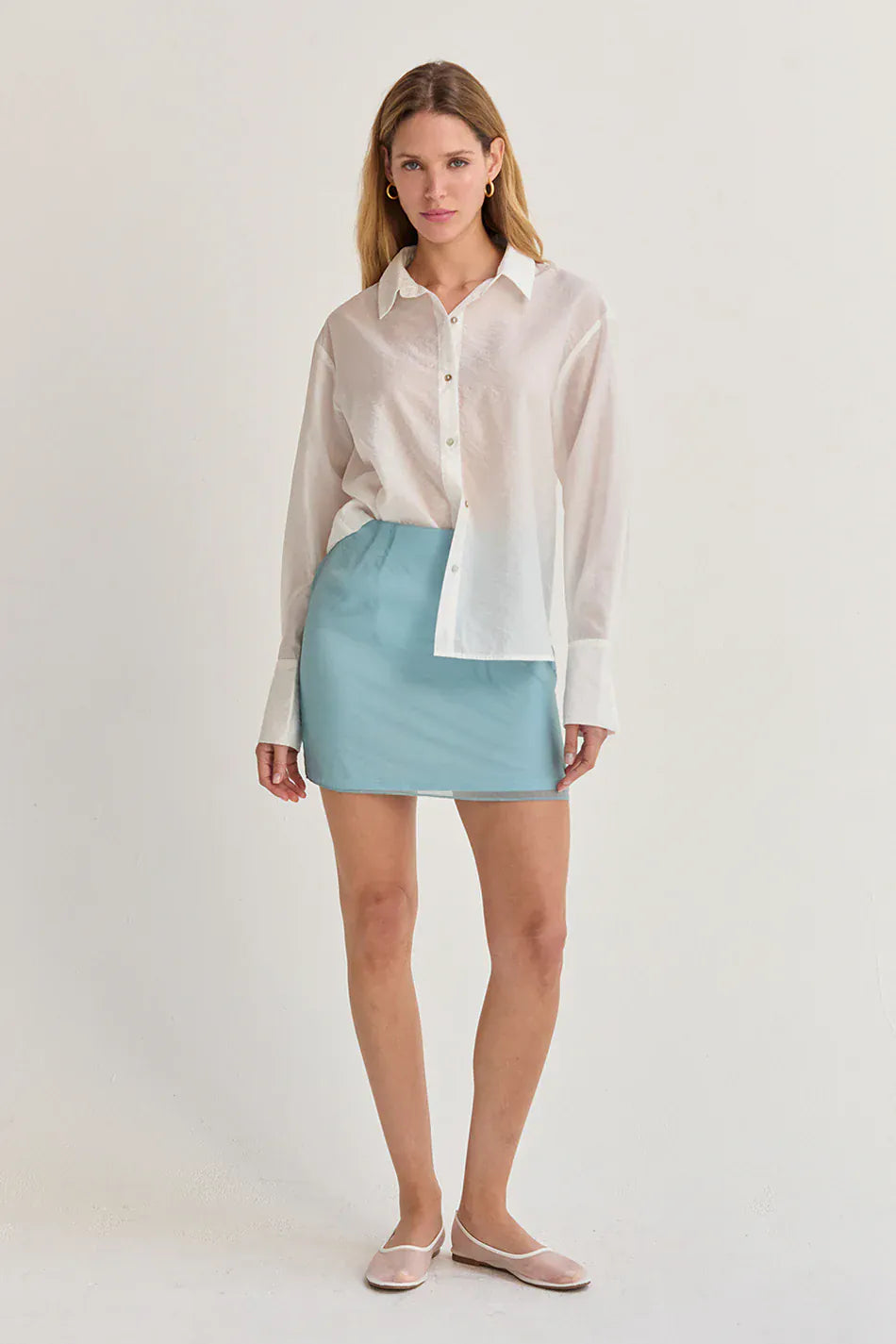 Crescent Top Nadia Crinkled Tencel Button Up Shirt