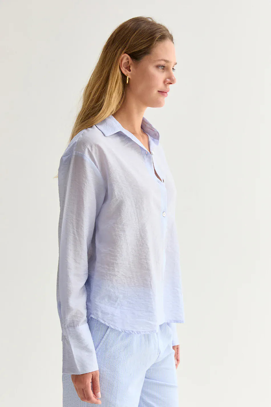 Crescent Top Nadia Crinkled Tencel Button Up Shirt
