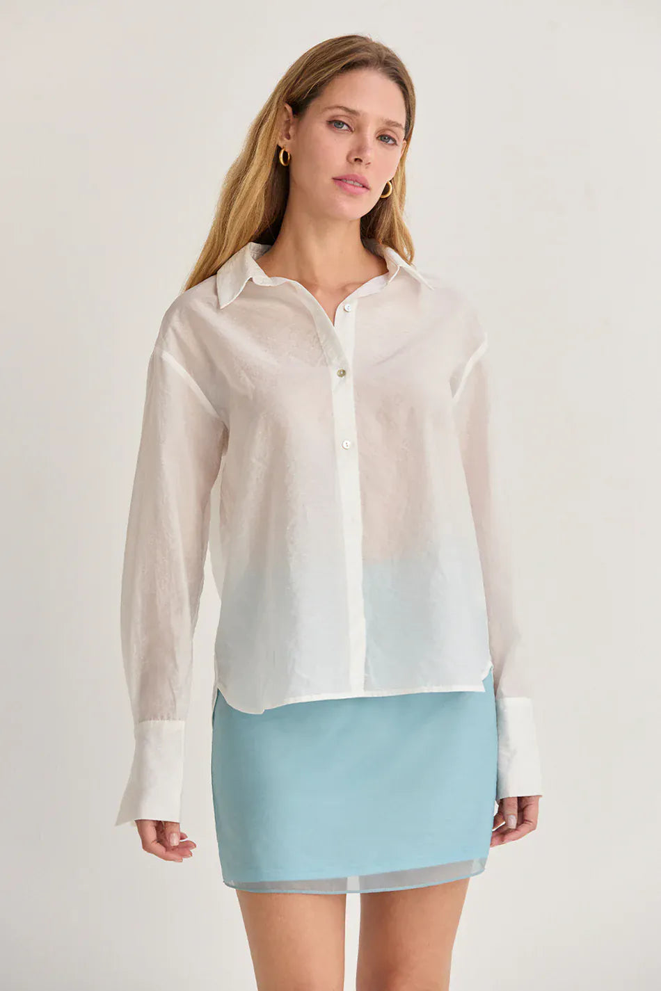 Crescent Top White / XS Nadia Crinkled Tencel Button Up Shirt