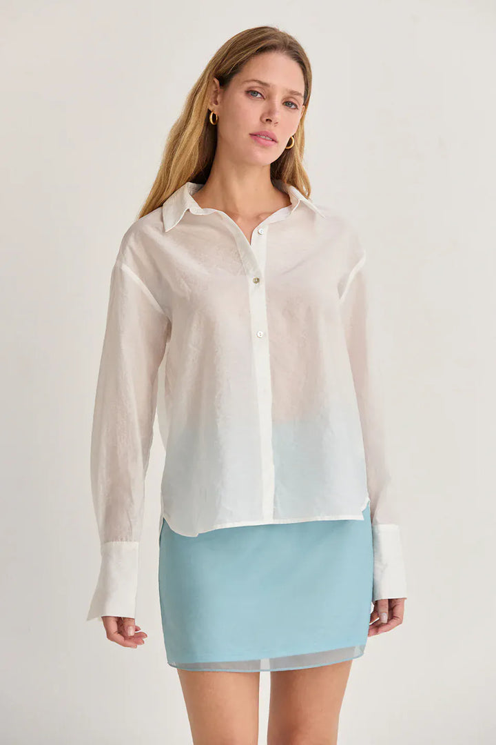Crescent Top White / XS Nadia Crinkled Tencel Button Up Shirt