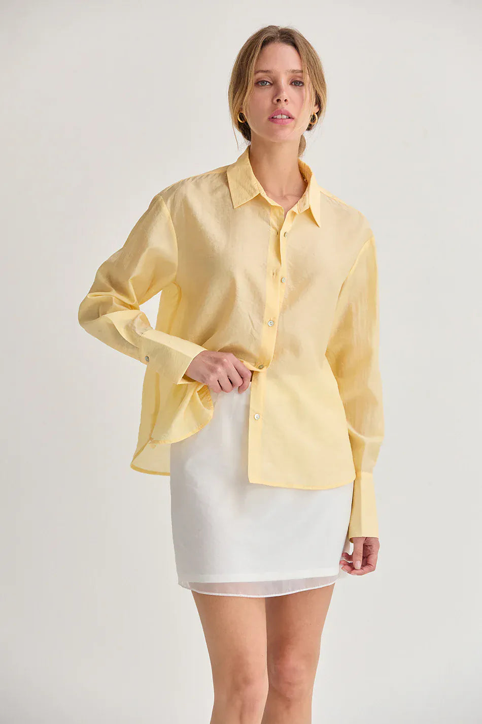 Crescent Top Yellow / XS Nadia Crinkled Tencel Button Up Shirt