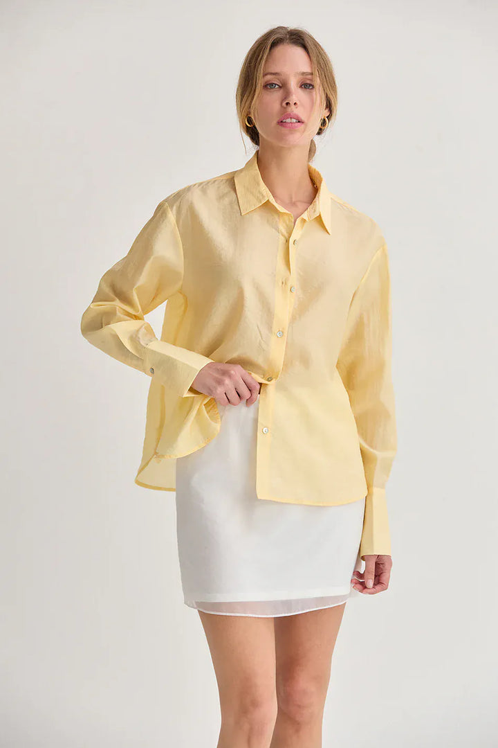 Crescent Top Yellow / XS Nadia Crinkled Tencel Button Up Shirt