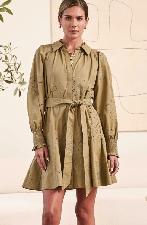 Current Air Dress Olive Green / XS Isla Belted Dress