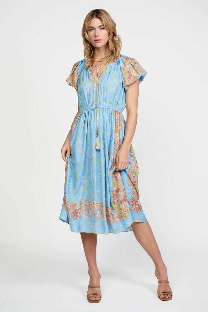 Current Air Dress Sky Sand Multi / XS Retro Floral Bubble Sleeve Dress