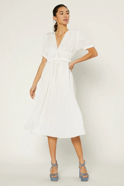 Current Air Dress White / XS Amelia Pleated Maxi Dress