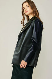 Current Air Jacket Two Tone Vegan Leather Jacket