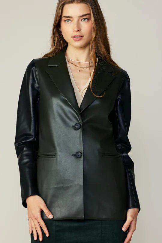Current Air Jacket Two Tone Vegan Leather Jacket