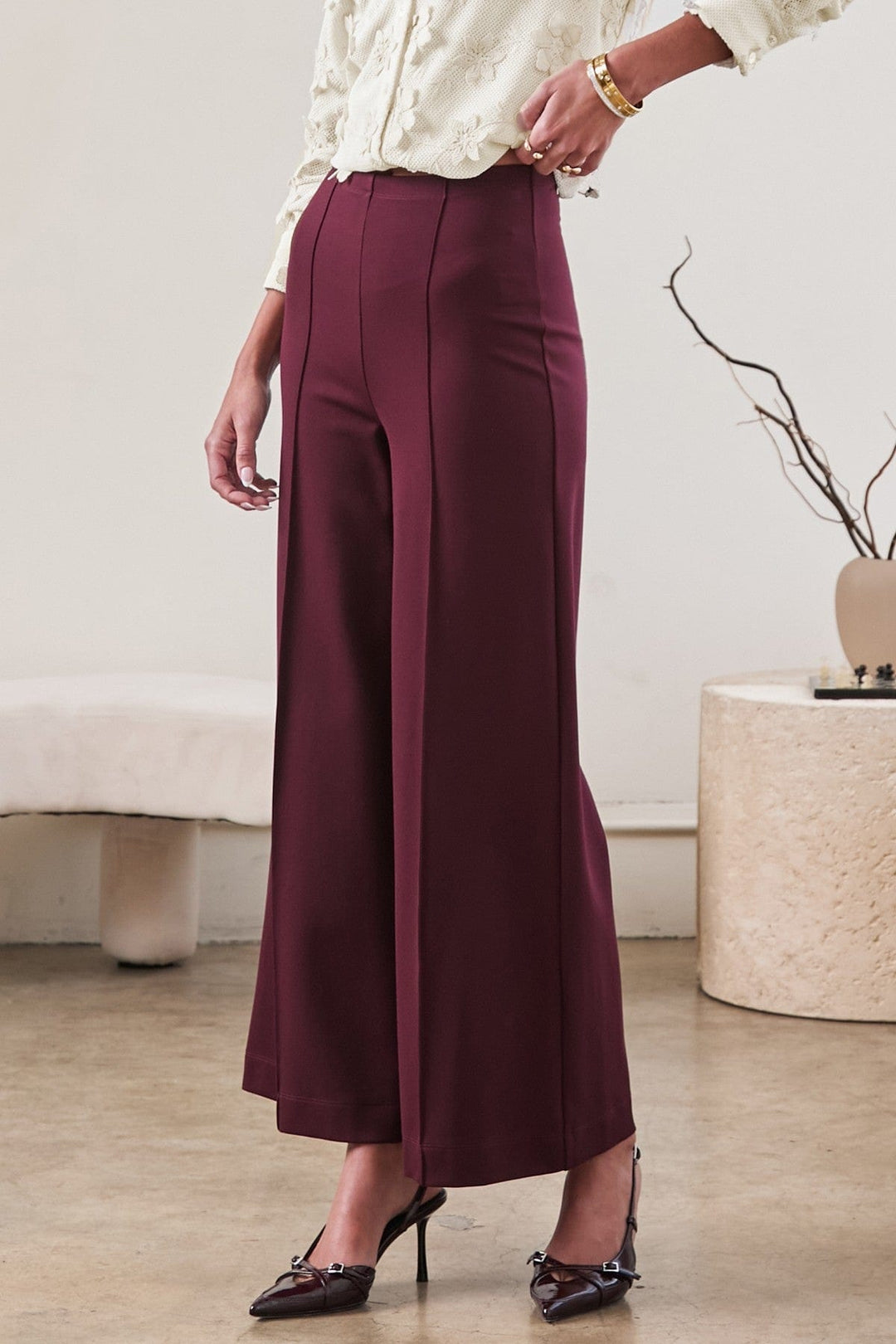 Current Air Pants Burgundy / XS Ayla Ponte Pants