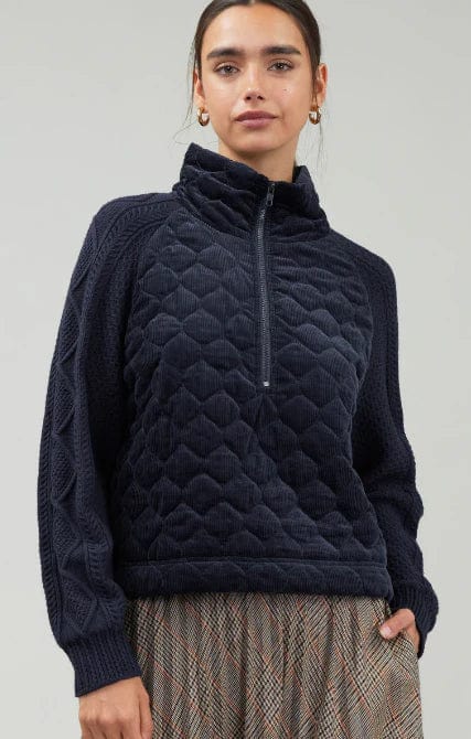 Current Air Sweater Navy / XS Eva Quilted Zip Sweater