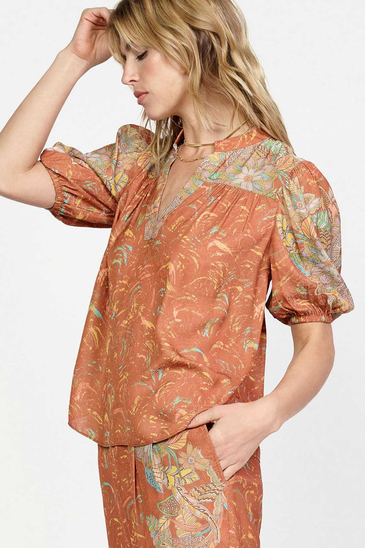 Current Air Top Lily Printed Top