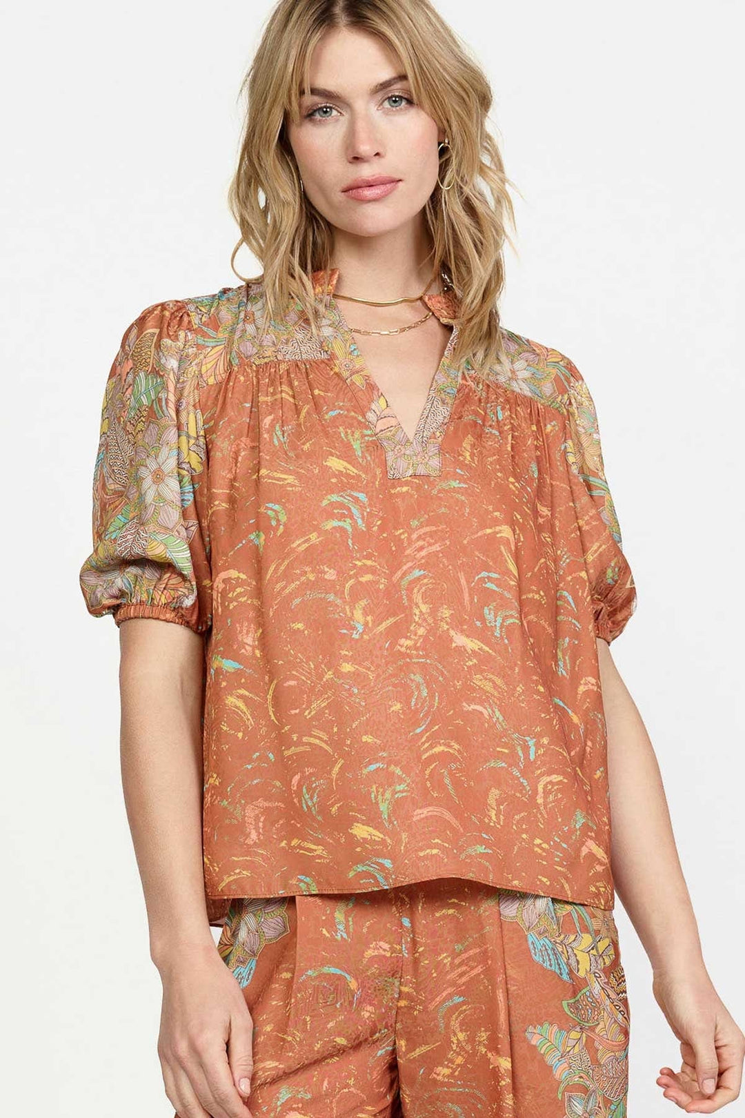 Current Air Top Lily Printed Top