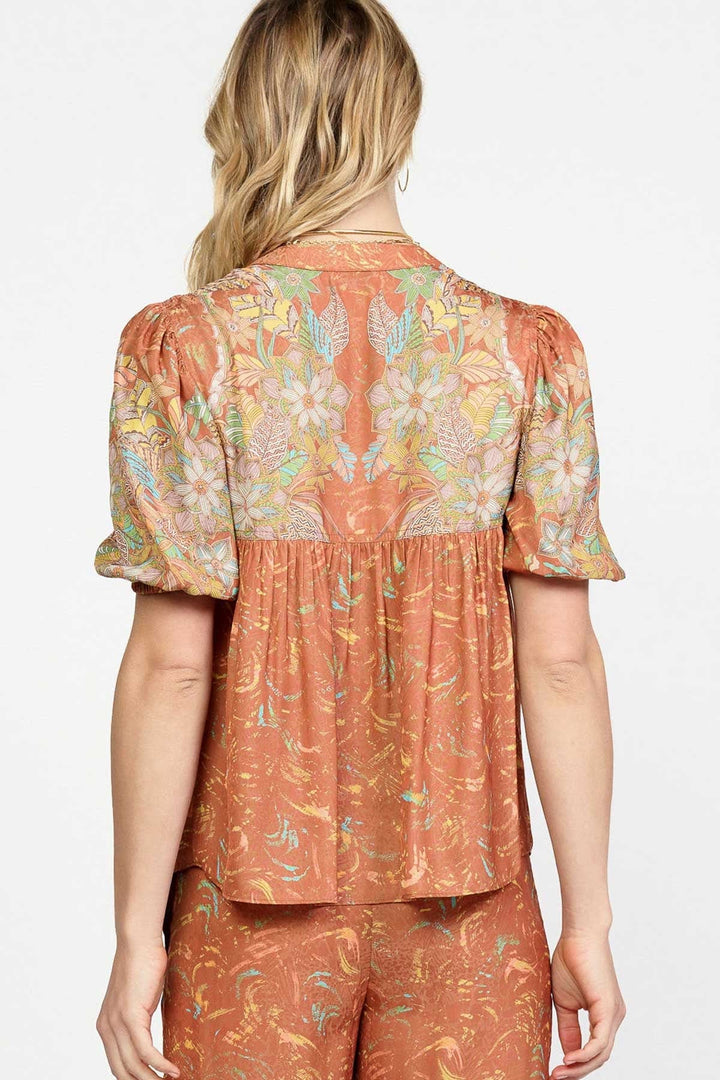 Current Air Top Lily Printed Top