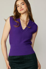 Current Air Top Purple / XS Ribbed Collar Sweater Vest