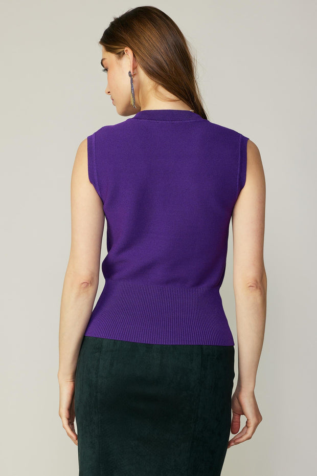 Current Air Top Ribbed Collar Sweater Vest
