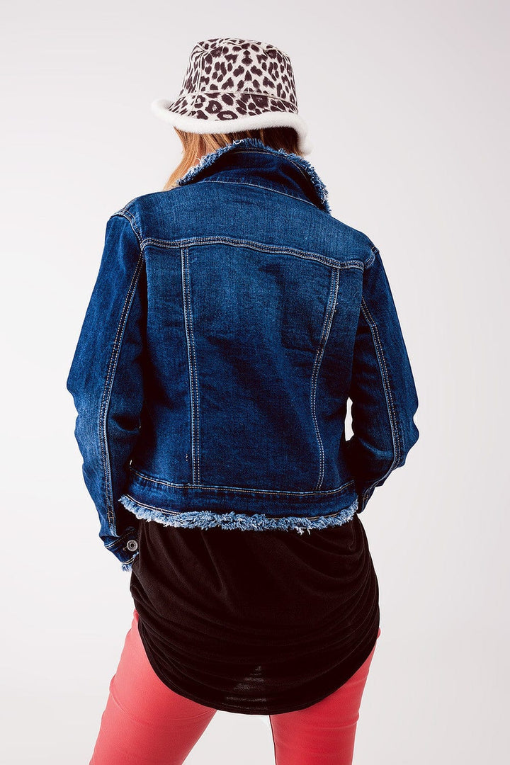 D2 Jacket Juli Raw denim jacket in mid blue