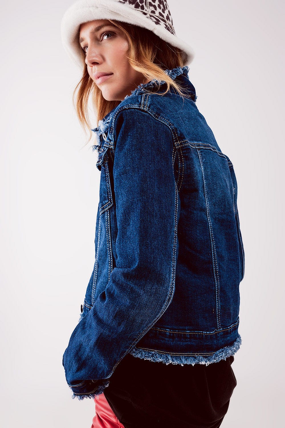 D2 Jacket Juli Raw denim jacket in mid blue