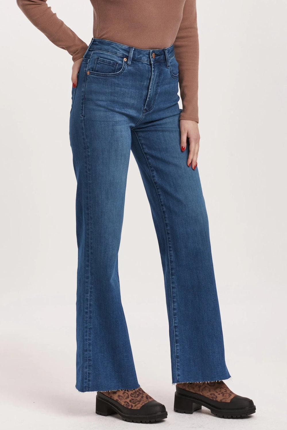 Dear John Denim Fiona High Rise Wide Leg Jeans Violet Blue