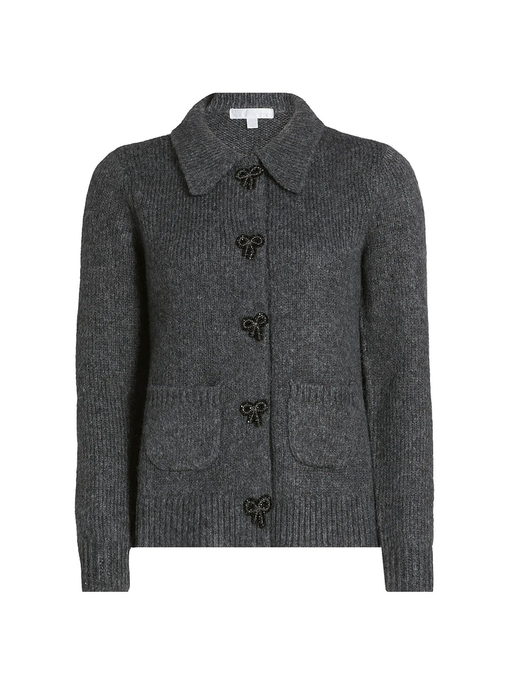 Design History Cardigan Beaded Bow Button Cardigan