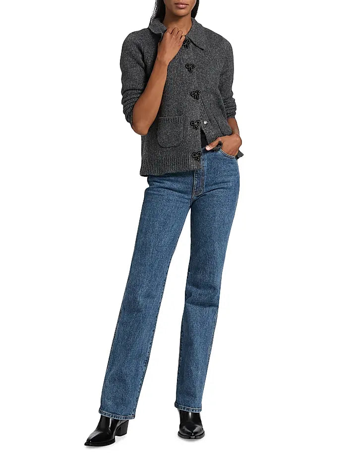 Design History Cardigan Beaded Bow Button Cardigan