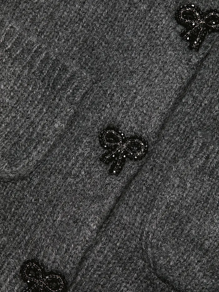 Design History Cardigan Beaded Bow Button Cardigan