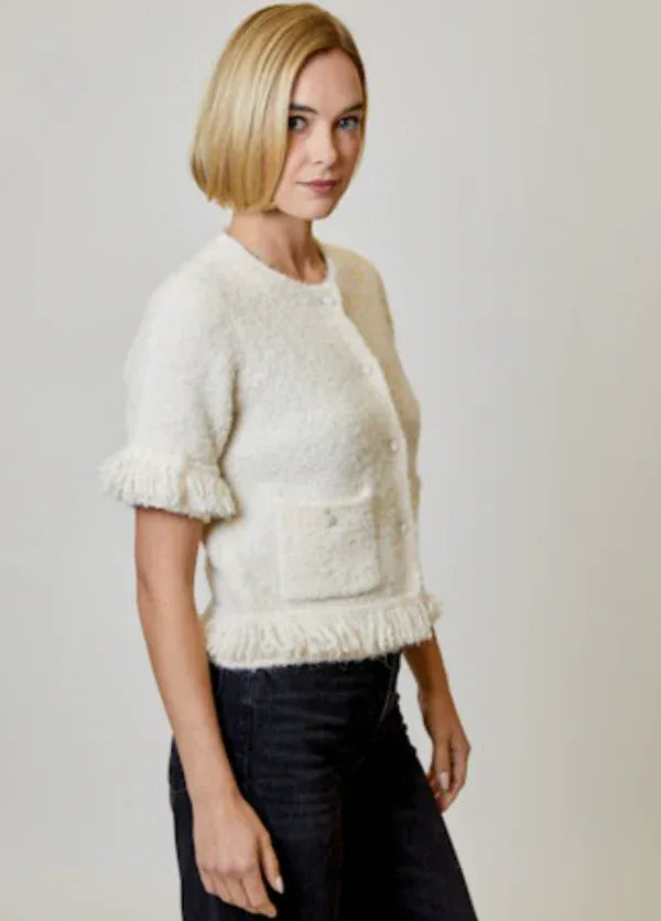 Design History Cardigan Boucle Fringe Cardigan