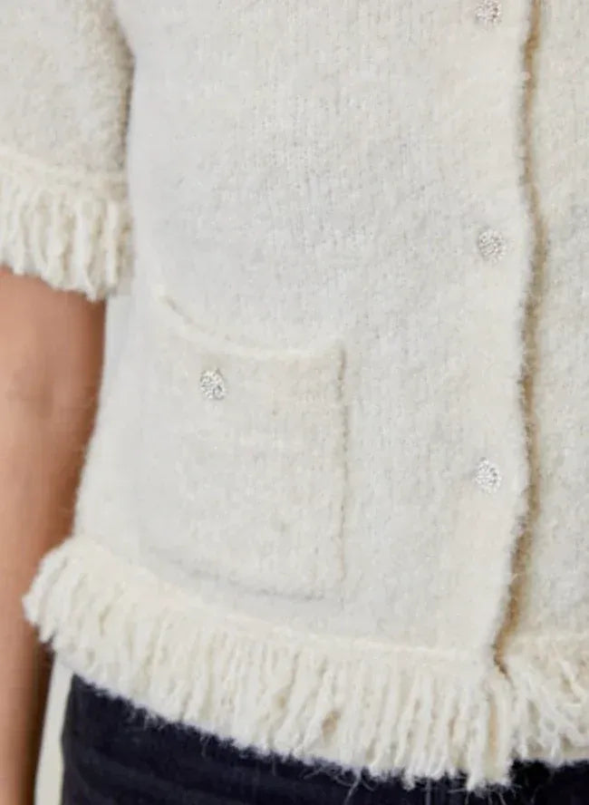 Design History Cardigan Boucle Fringe Cardigan