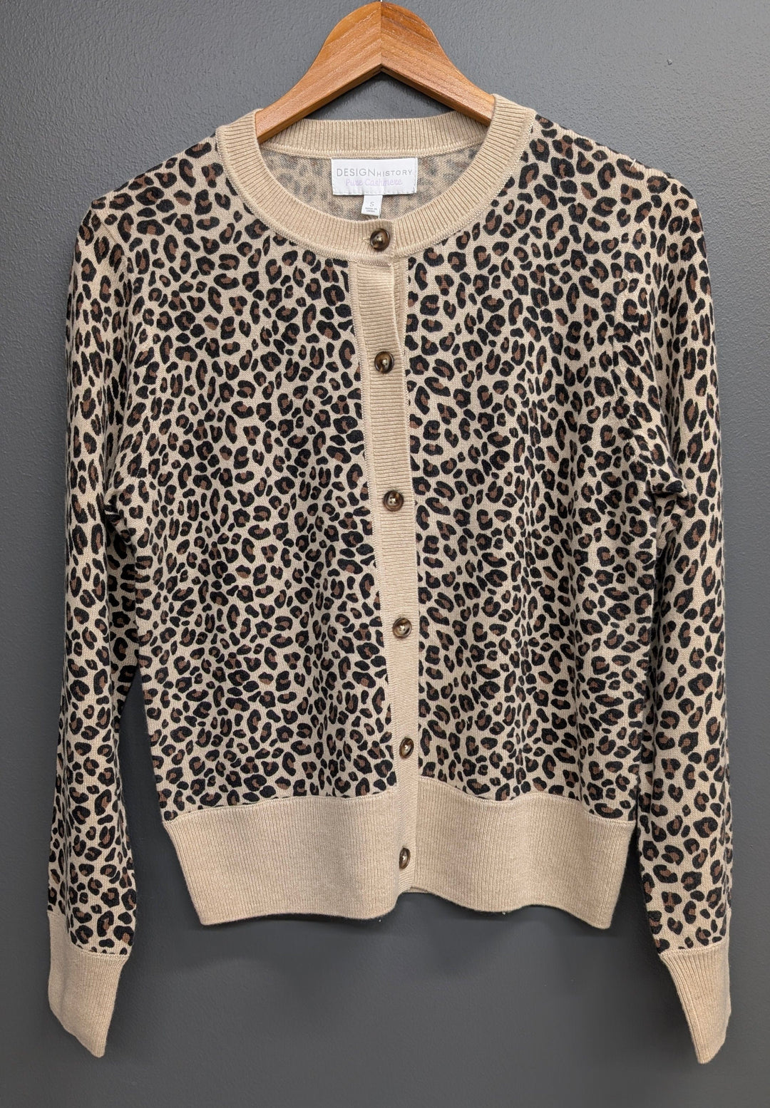 Design History Cardigan Leopard / S Adele Print Cashmere Cardigan