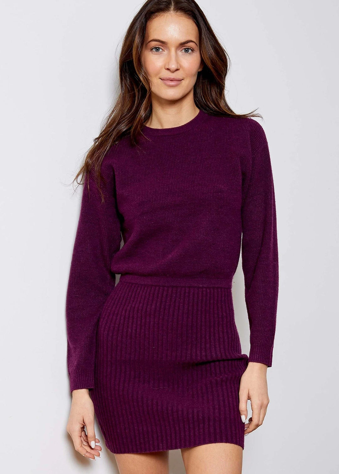 Design History Dress Plum / XS Raina Sweater Skirt Dress