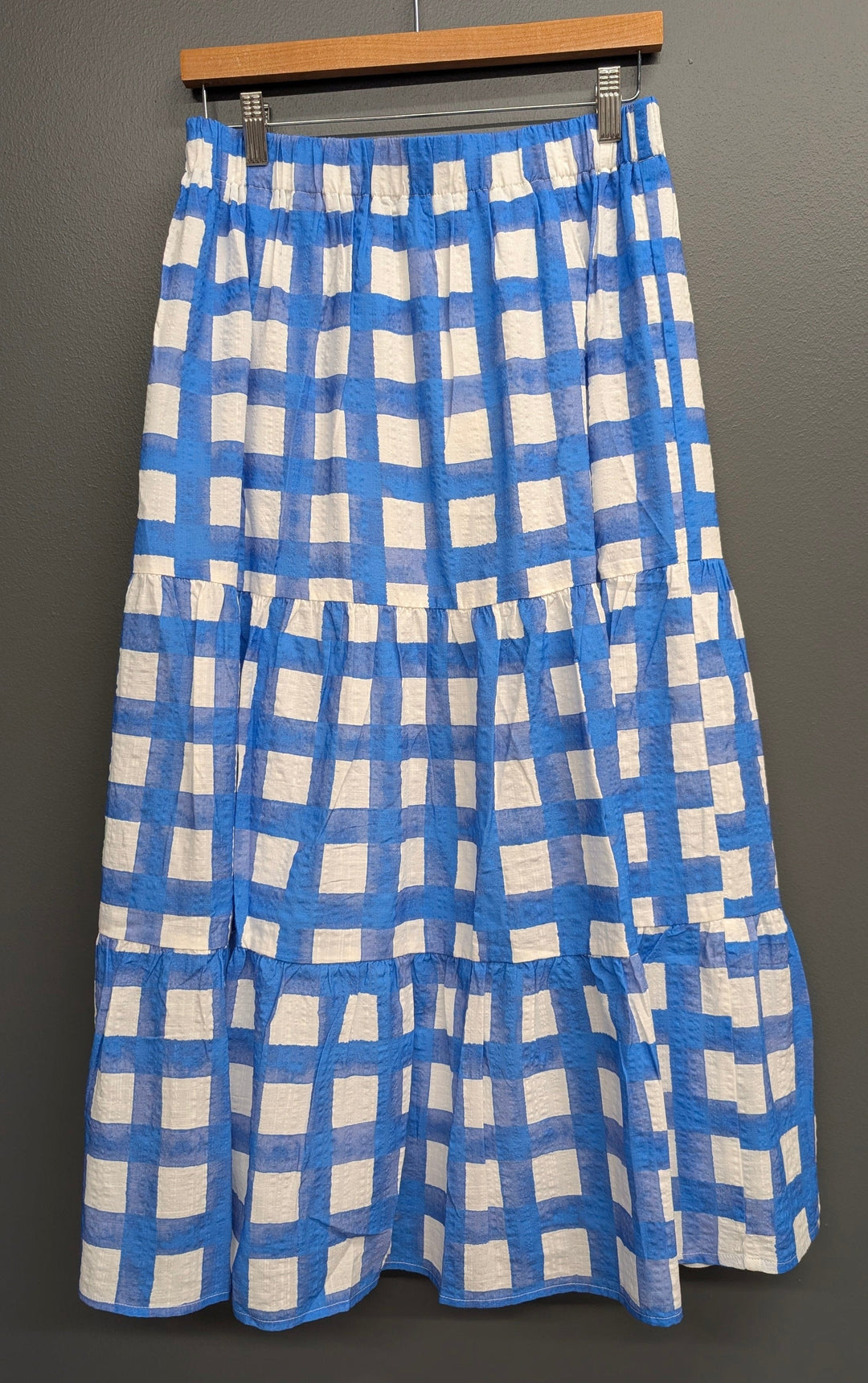 Juliana Gingham Skirt by Design History New York, a stylish black and white checkered skirt with a classic fit and knee-length design.