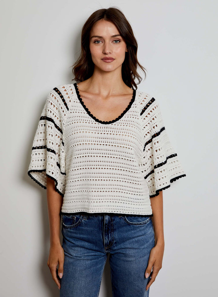Design History New York Sweater White / Black / XS Saphron Striped Top