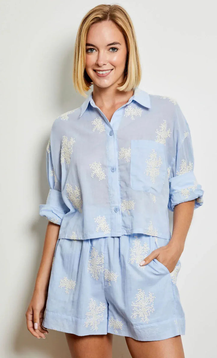 Design History New York Top Cornflower Blue / XS Michelle Embroidered Blouse