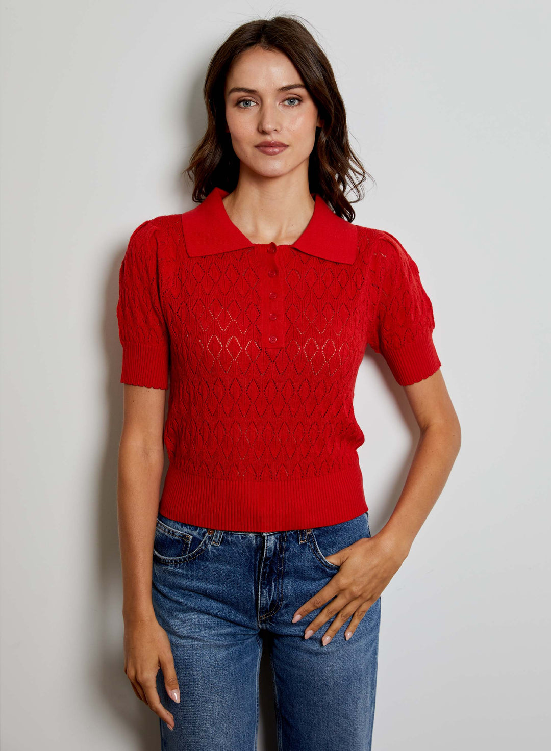 Design History New York Top Real Red / XS Emery Collared Top