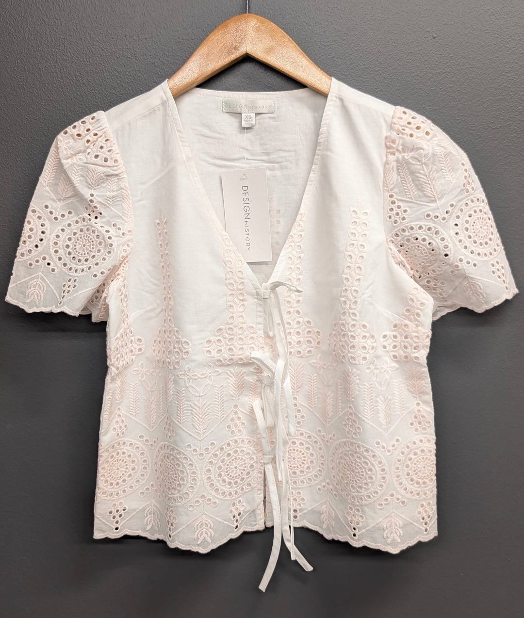 Design History New York Top White / XS Blair Eyelet Tie Top