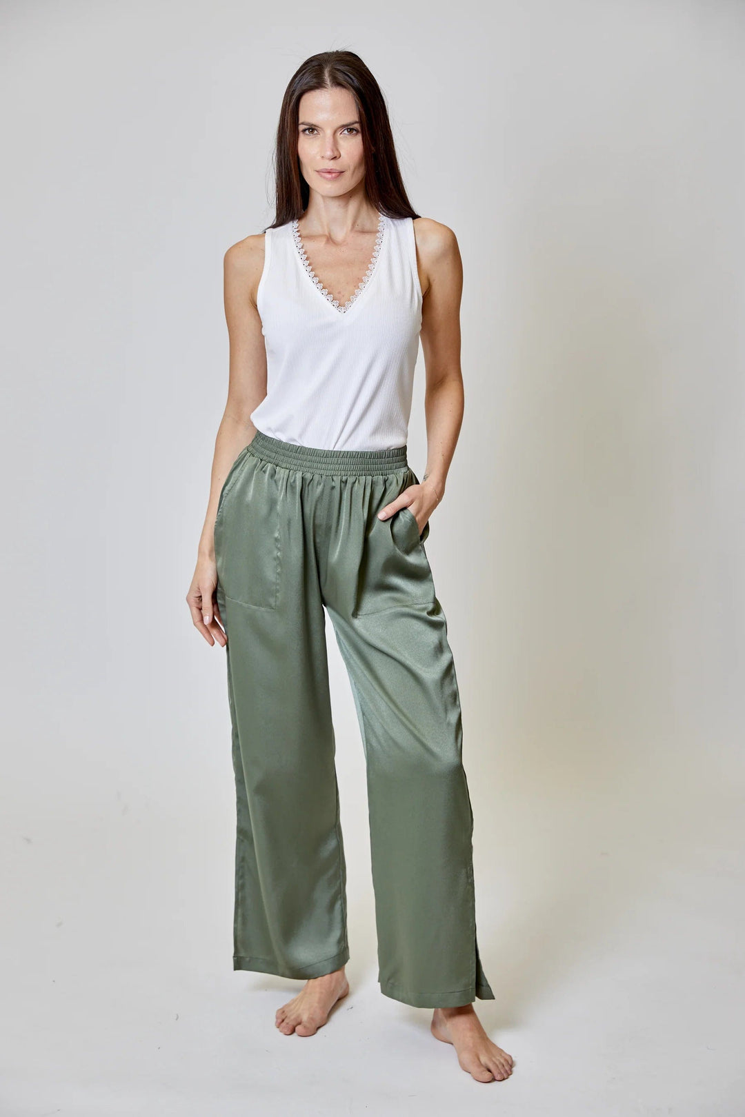 Design History Pants Shaded Fern / XS Everlee Satin Pants