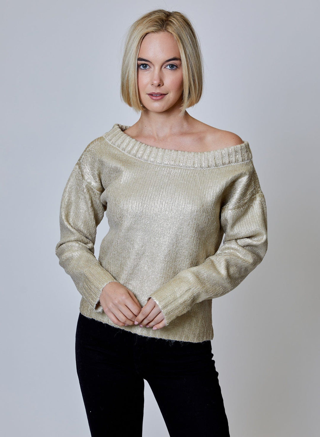 Design History Sweater Gold / XS Sara Shimmer Sweater