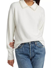 Design History Sweater Molly Pearl Collar Sweater